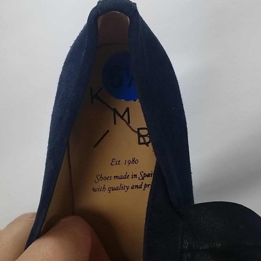 Anthropologie Kmb Navy Blue Suede Ruffle Heels Coquette Romantic Heels - Picture 11 of 11